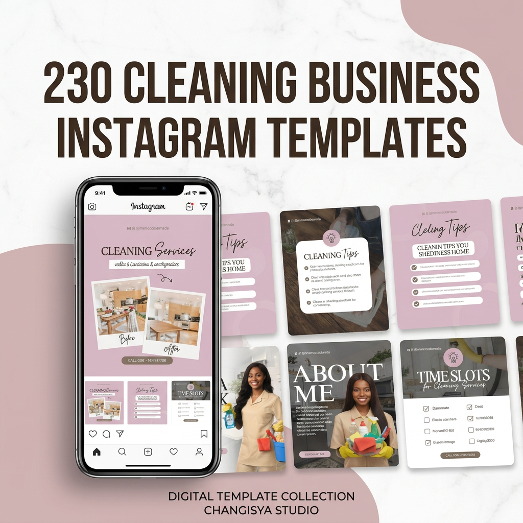 230 Cleaning Business Instagram Templates light showcase variation
