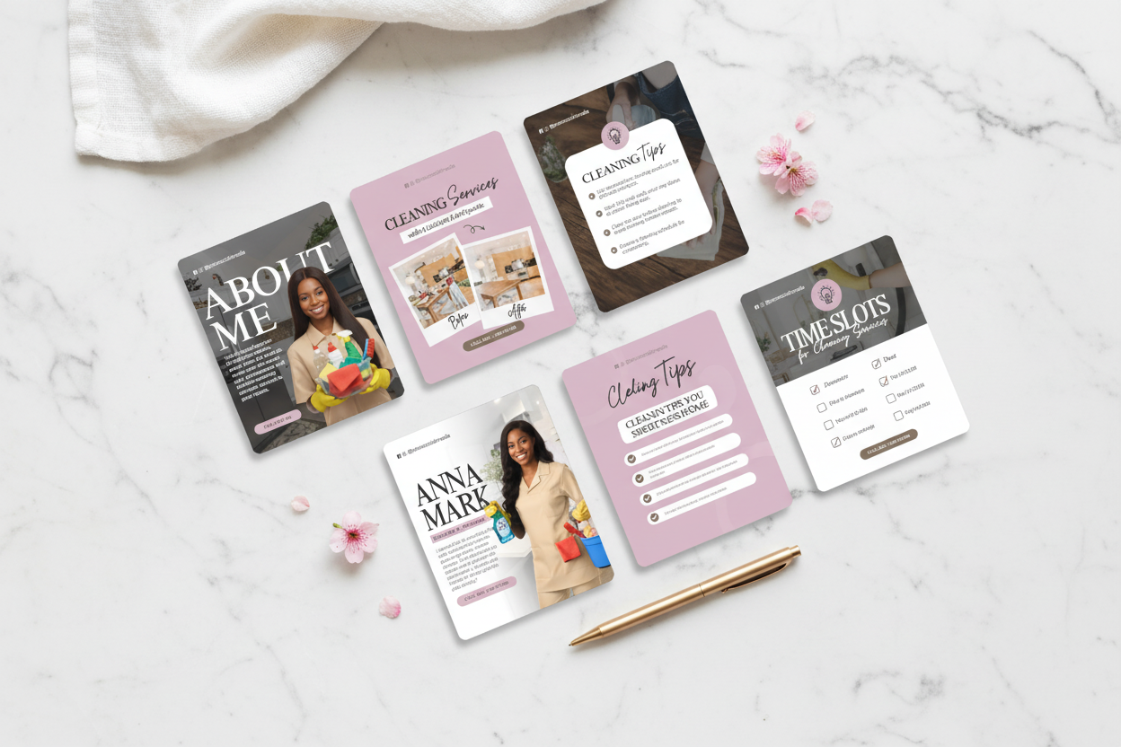 230 Cleaning Business Instagram Templates - Flat Lay Mockup