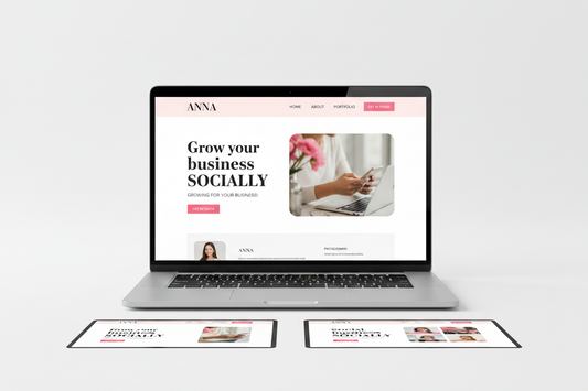 Social media manager website template on a laptop screen