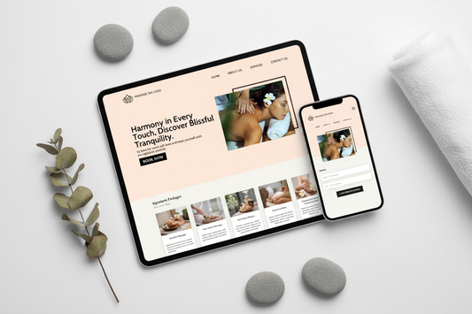 Massage and spa website template on tablet and phone