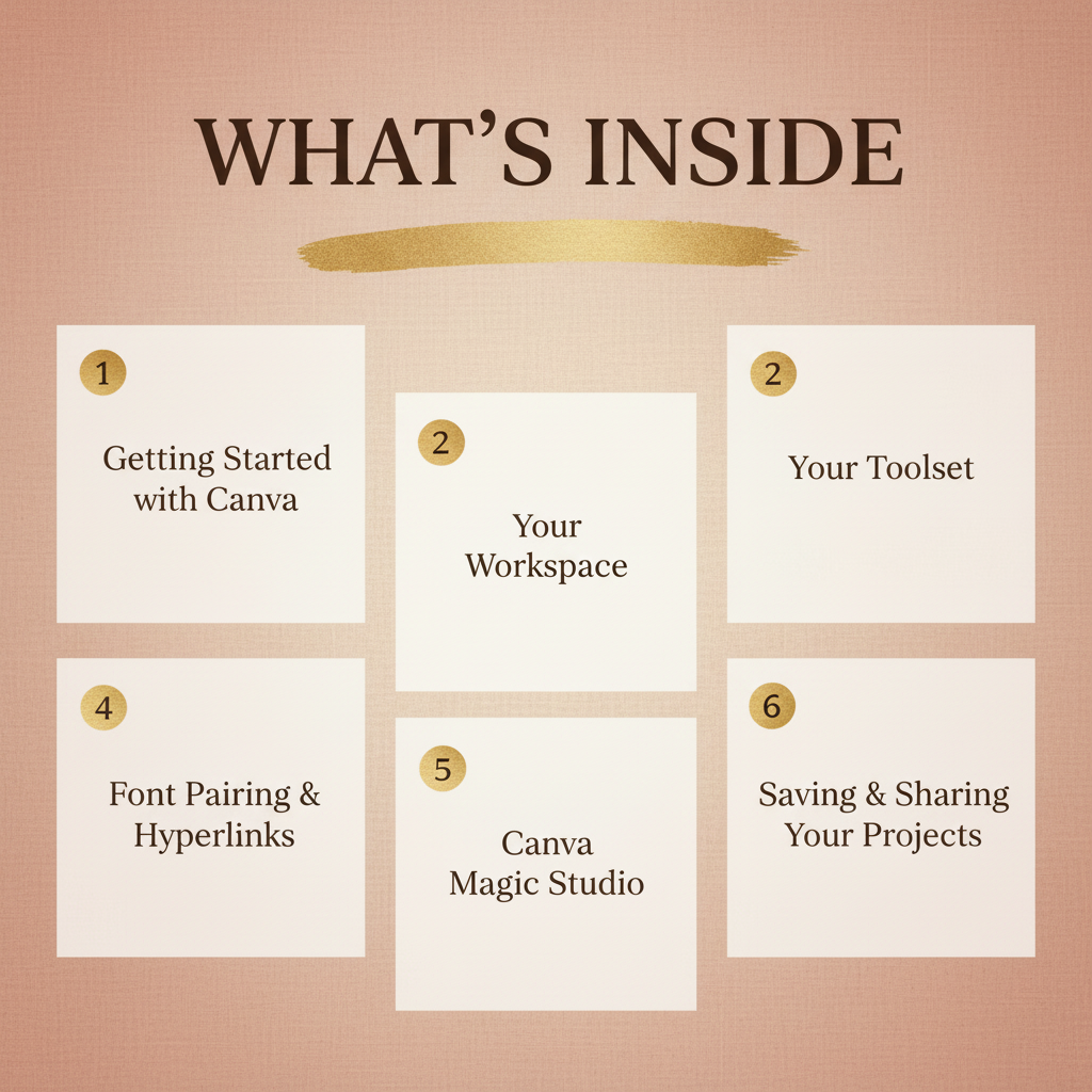 Canva Crash Course - What's Inside - 6 Chapters