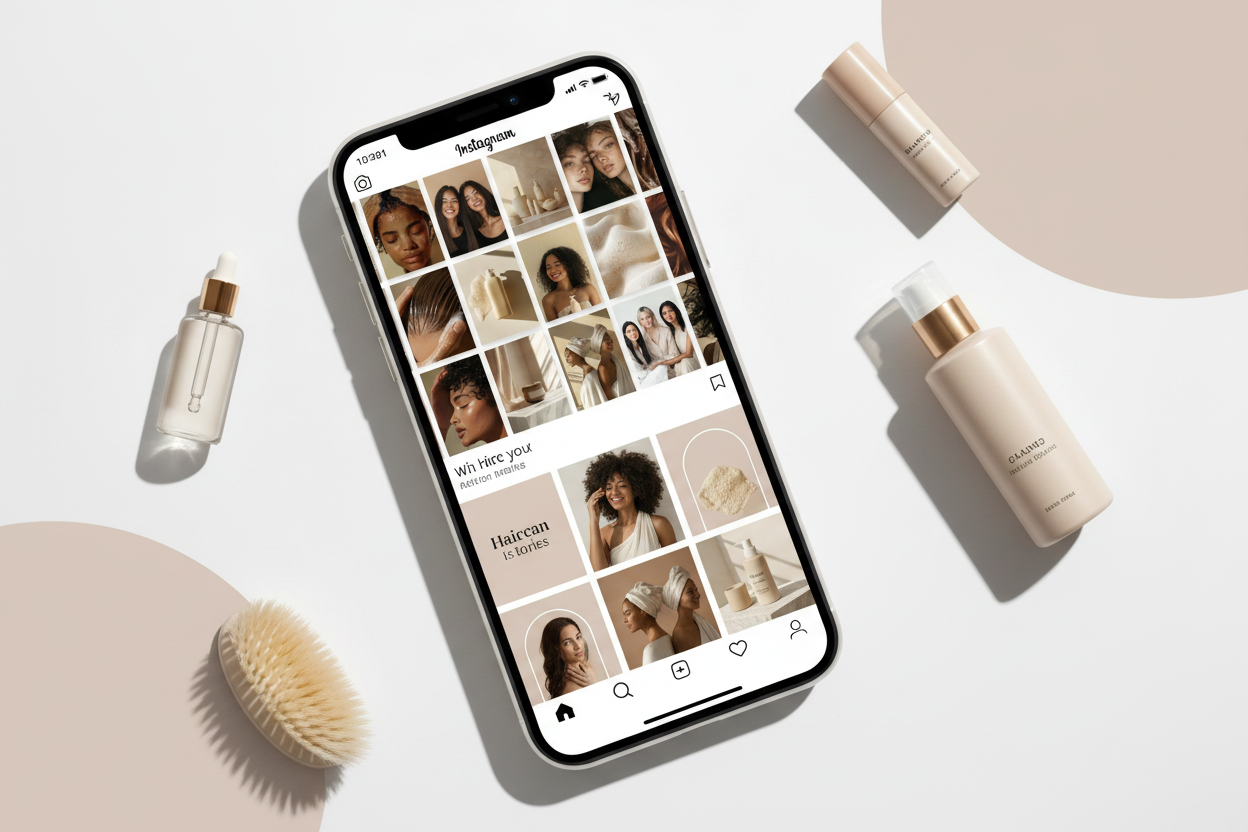 Haircare stock images used in Instagram grid, stories and reel covers