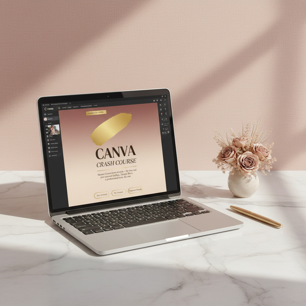 Canva Crash Course - Laptop Mockup on Marble Desk