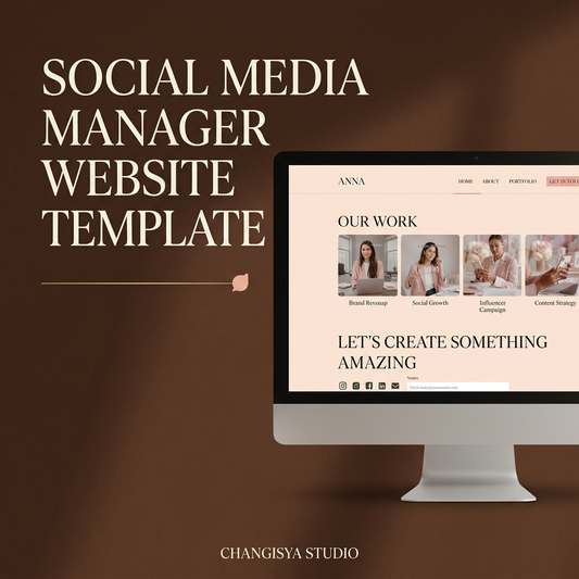 Social Media Manager website template in chocolate brown